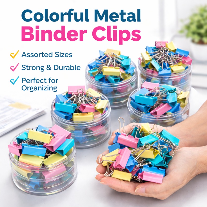 Binder Clip Assorted - 40 Stück/Set Lange Bunte Metall-Binderklammern, Verschiedene