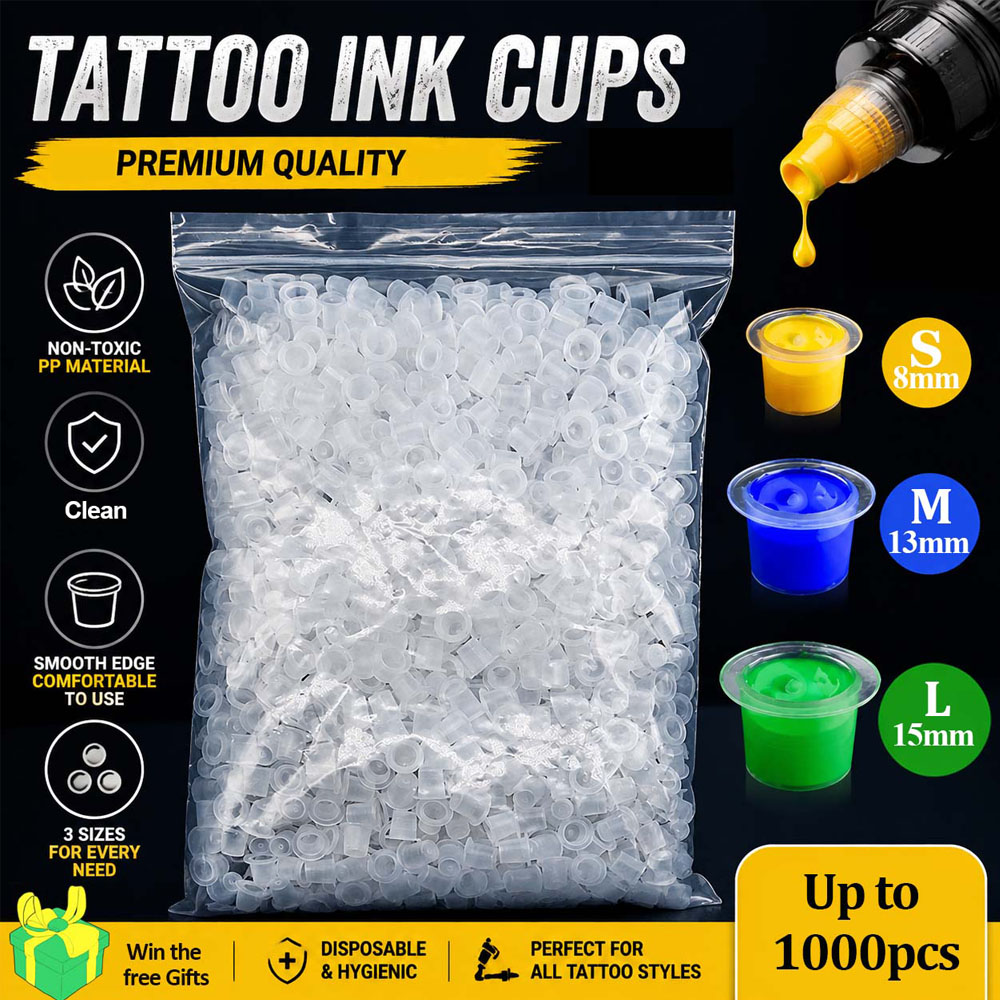 Calligraphy Ink Bottle - 1000/500/100 Stück Kunststoff-Tattoo-Tintenbehälter 15mm 13mm 8mm