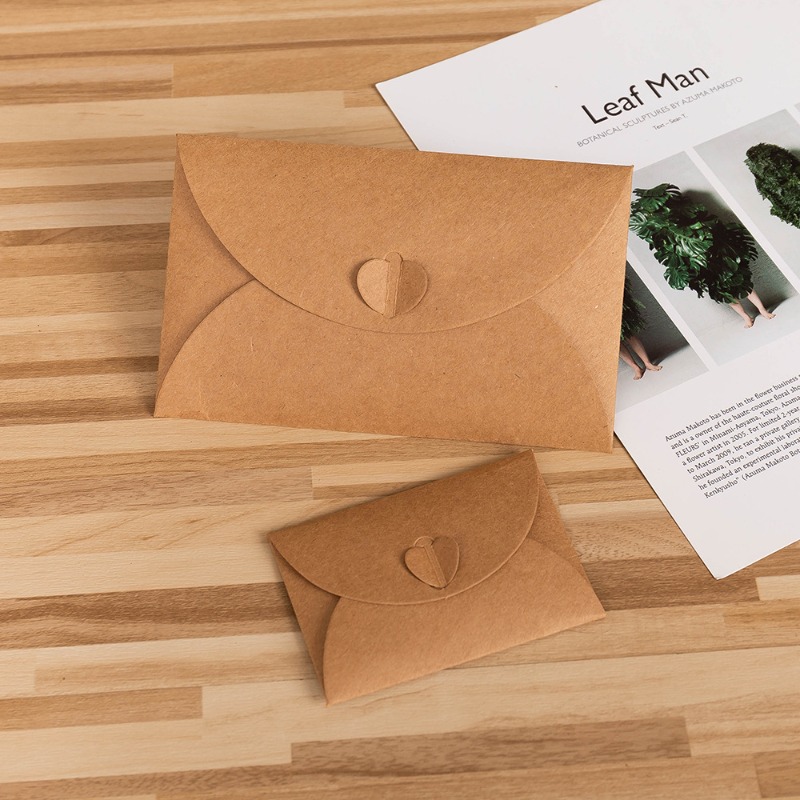 Letter Envelope Kraft - 10 Stück Goldfolie-Herz-Kraftpapierumschläge, Vintage-Romantikumschläge für Grußkarten,