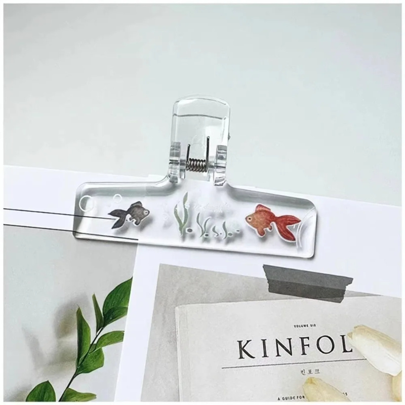 Binder Clip Assorted - 1 Stück transparente goldene Fisch-Bindeklammer aus
