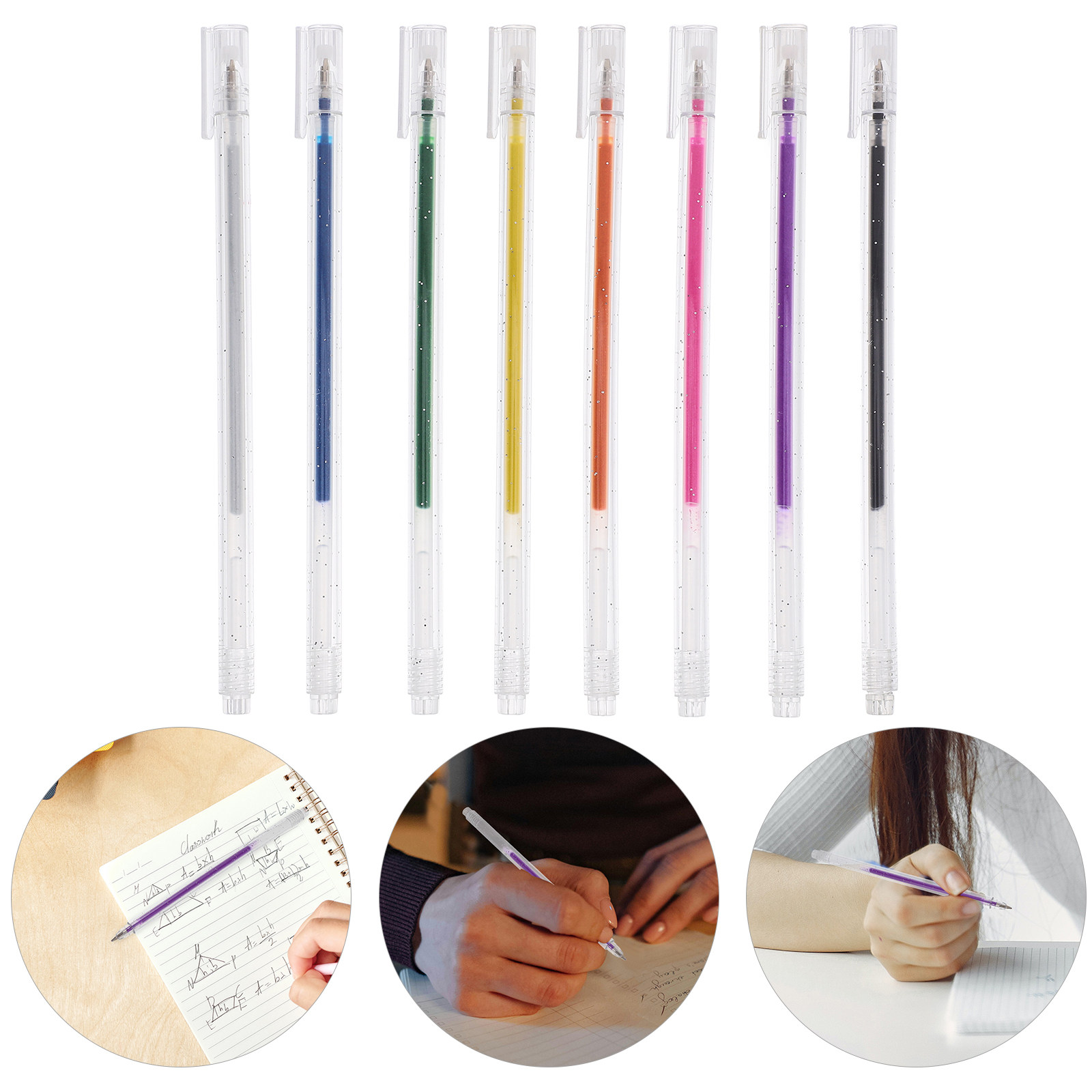Gel Ink Pen Set - 8-teiliges Glitzer-Stift-Set, handgefertigte Journaling-Marker, Glitzer-Textmarker, Gel-Tintenstifte